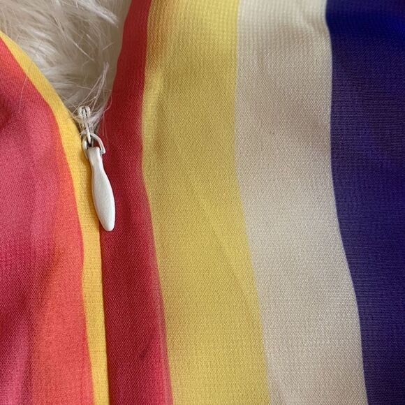 JULIA JORDAN Bright Rainbow Wrap Front Stripe Midi Dress Size 12 - Picture 8 of 11